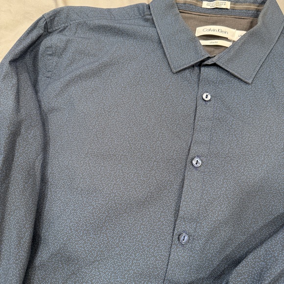 Calvin Klein SLIM FIT blue button down shirt long sleeve - Picture 2 of 7